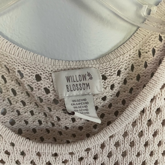 Willow Cream Mixed Stitch sleeveless crochet knit dress size 7/8 - Picture 2 of 4